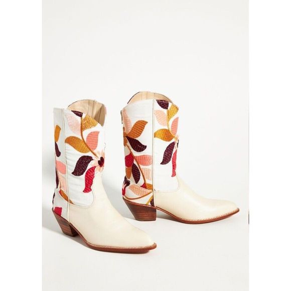 New Anthropologie Momo Embroidered Western Boots Size Eu 37